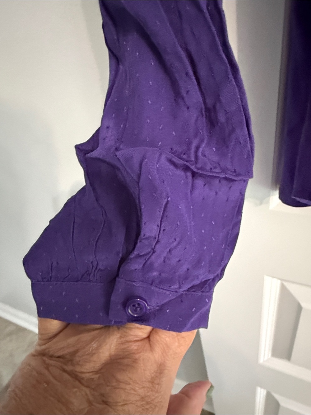 Purple Swiss dot Tie-Neck Blouse - Picture 5 of 9